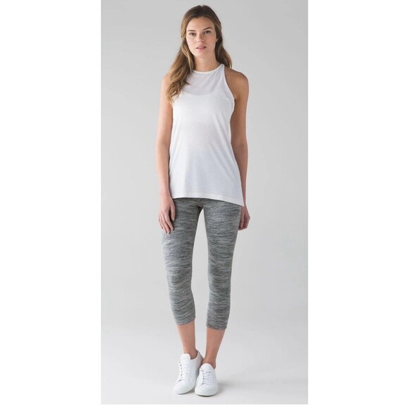 Lululemon Wunder Under Crop‎ Hi-Rise Space Dye Camo Seal Gray Coal size 8 NWT - Picture 2 of 11